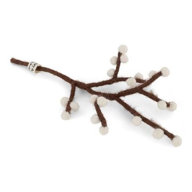 Mini Beerenzweig braun / weiß aus Filz von Gry & Sif - Filzdeko, Filzzweig, handmade