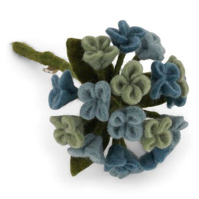 Hortensie klein blau aus Filz von Gry & Sif - Filzdeko, Filzblume, Sommerdeko