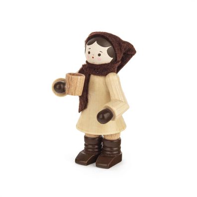 Miniaturfigur Glühweintrinkerin natur BxHxT 3,5x5,5x4cm NEU Weihnachtsfigur