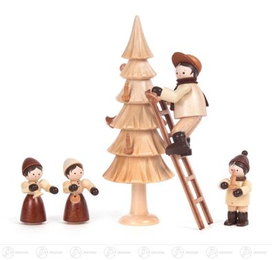 Weihnachtliche Miniatur Weihnachtsbaum schmücken (5) H=ca 13 cm NEU Erzgebirge