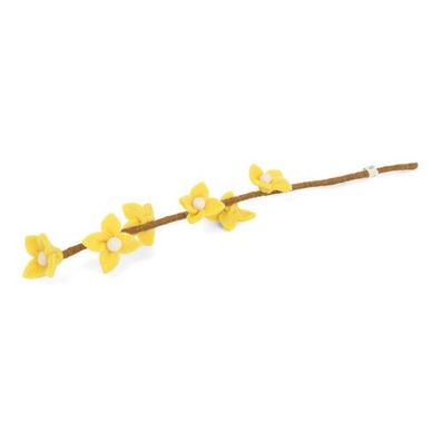 Zweig mit hellgelben Blüten aus Filz von Gry & Sif - Filzdeko, Filzzweig, Filzblume