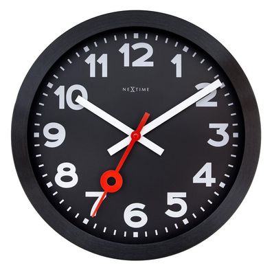 NeXtime - 3544ARZW - Wanduhr - 35cm - schwarz - Station All Black