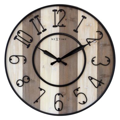 NeXtime - 3279BR - Wanduhr - 50cm - braun - Oxford