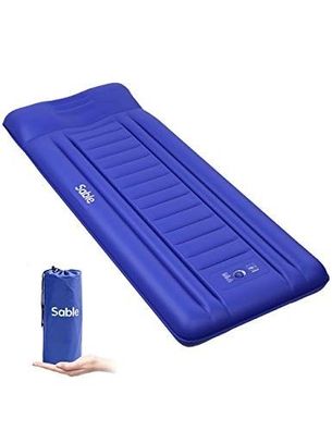 Camping Matratze Isomatte mit Integriertem Kissen und Pumpe Blau SA-HF069