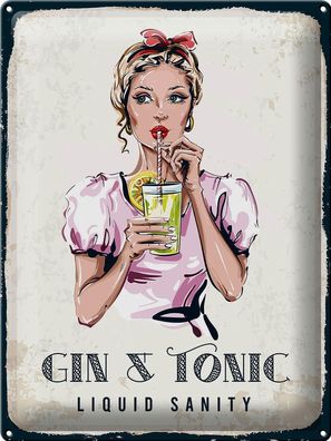 Blechschild 40 x 30 cm Cocktail: Gin & Tonic Liquid Sanity