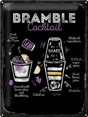 Blechschild 40 x 30 cm Cocktail: Bramble Cocktail Recipe