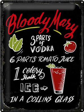 Blechschild 40 x 30 cm Cocktail: Bloody Mary Cocktail Recipe