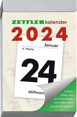 Zettler 602474 Tagesblock Nr. 4 - 1 Tag /1 Seite, 6,5 x 10 cm