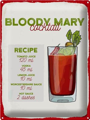 Blechschild 40 x 30 cm Bloody Mary Cocktail Recipe