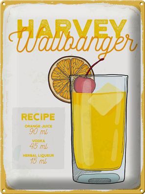 Blechschild 40 x 30 cm Harvey Wallbanger Cocktail Recipe