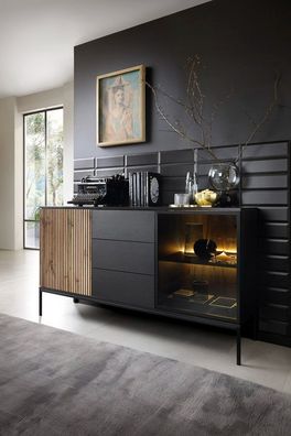 Sideboard HALLE KSZ154 - Kommode mit 2 Türen, LED-Beleuchtung, amellen