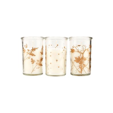House Doctor 204490000 Kerzen im Glas - Teelichter mit floralen Motiven
