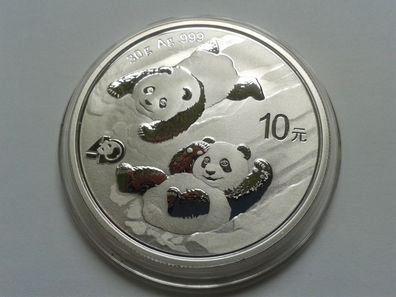 Original 10 Yuan 2022 China Panda 30g Silber 999er Silber in Münzdose
