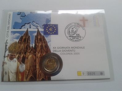 2 euro 2005 Vatikan Weltjugendtag Köln im Numisbrief coincard Folder 2€ 2005 Vatikan