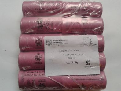 10er Rollenpaket 25 x 2 euro 2021 Rolle San Marino 2021 Heiliger Marinus 10 Rollen