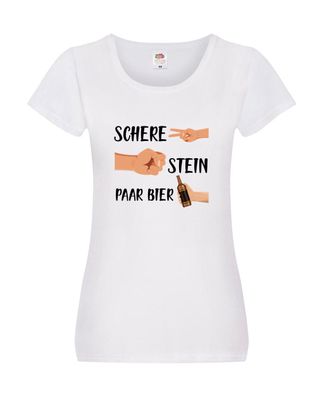 Schere Stein paar Bier | Biertrinker | Party | Pils Damen Shirt Weiß