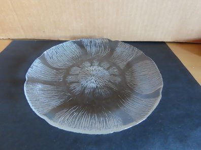 Glasschale Gebäckschale Teller Glas mit Relief Blattmuster ca. 19,4 cm Ø/ Arcoroc