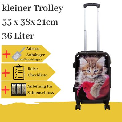 kleiner Hartschalentrolley Katze schwarz 55cm