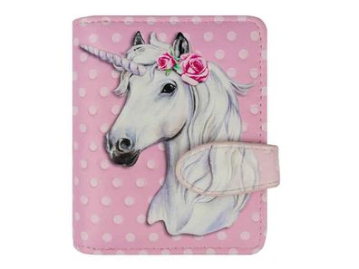 große rosa Einhornbörse mit Reißverschluss & Fotofenster – Mädchenbörse