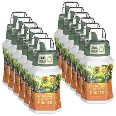 12 x COMPO Kakteen- und Sukkulentendünger, auch für Bonsai, 250 ml