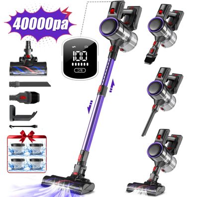 Akku Staubsauger, 40000Pa Staubsauger Kabellos mit Smartes Touch Display,520W,50 Min
