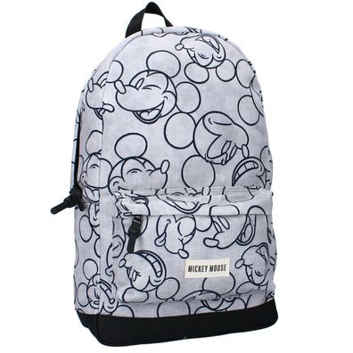 Kinder Schul-Rucksack grau | Micki Maus Mickey Mouse | 43 x 33 x 15 cm