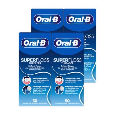 Oral B Zahnseide SuperFloss mit Minzgeschmack 50 Fäden 4er Pack
