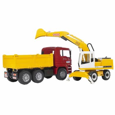 bruder 02751 - Man TGA Kipplastwagen mit Liebherr Schaufelbagger - 1:16 Baustelle