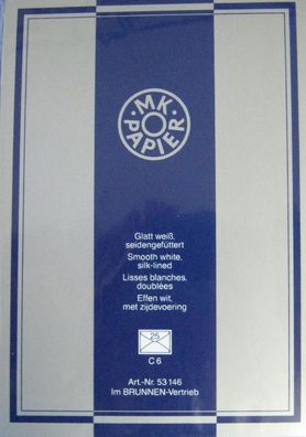 Briefumschläge mit Seidenfutter - C6 - weiß - 25 Stück/ Paket