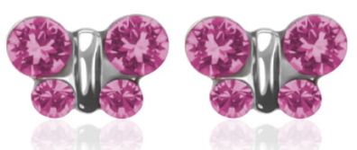 STUDEX | Erstohrstecker Schmetterling rosa Edelstahl 100 % Steril