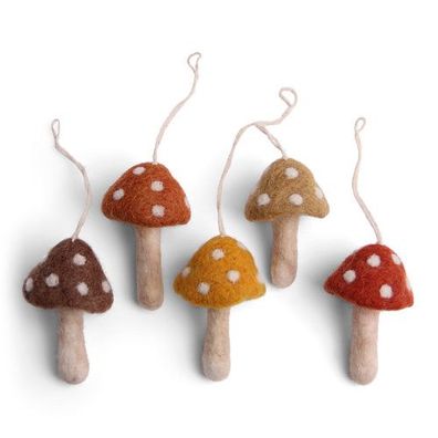 Fliegenpilz-Anhänger bunt 5er-Set aus Filz von Gry & Sif - Filzdeko, Filzanhänger