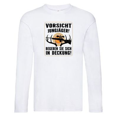 Votsicht Jungjäger | In Deckung | Neuling beim Jagen Long Sleeve Weiß