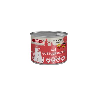 AMORA Cat Dose Fleisch pur Geflügelherzen 6 x 200g