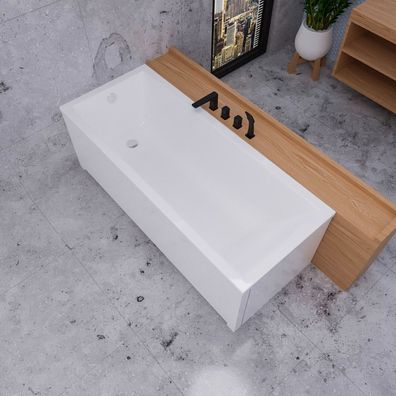 ECOLAM Badewanne 150x70 cm Marella Wanne Rechteck Schürze Ablaufgarnitur VIEGA