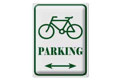 Blechschild 40 x 30 cm Fahrrad Parking weiß- grünes