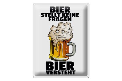 Blechschild 40 x 30 cm Alkohol Bier stellt keine Fragen