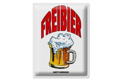 Blechschild 40 x 30 cm Alkohol Freibier gibt´s morgen (Bierkrug)