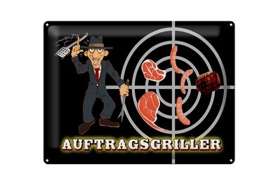 Blechschild 40 x 30 cm Essen Auftragsgriller Fleisch
