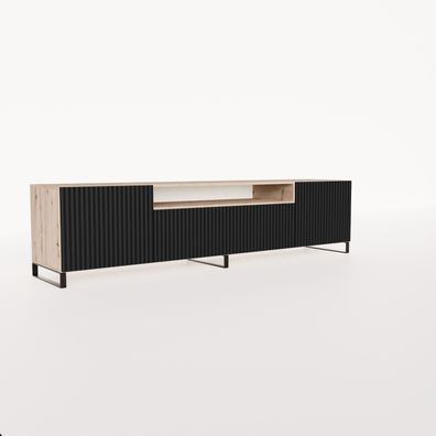 TV-Schrank Noe Fernsehschrank TV-Lowboard 200 cm vertikal gefräste Fronten