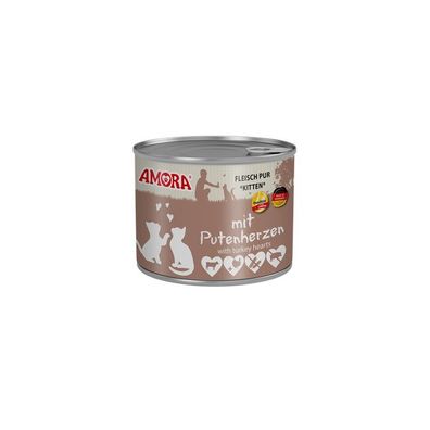AMORA Cat Dose Fleisch pur für Katzenkinder mit Putenherz 6 x 200g