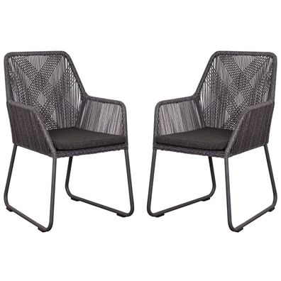 2er Set deVries Diningsessel Adora - PE twisted light coal