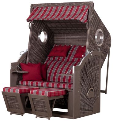 Strandkorb deVries PURE® Cliff XL SUN - PE stone grey - Dessin 472 - inkl. Schutzh