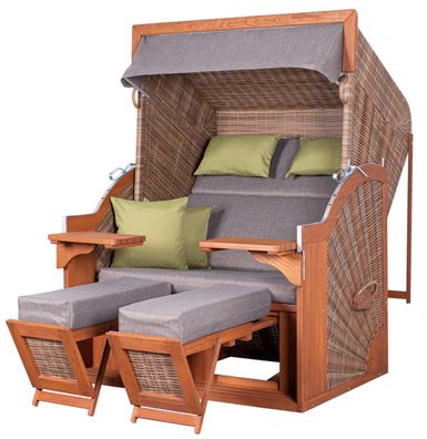 Strandkorb deVries PURE® Comfort XL - PE griseum - Dessin 490 - inkl. Schutzhülle