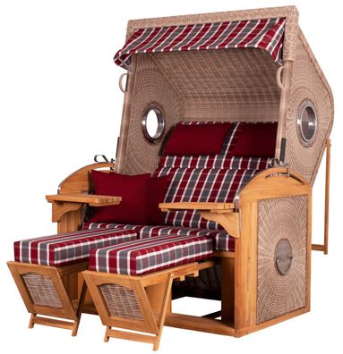 Strandkorb deVries PURE® Sailor XL - PE white kubu - Dessin 230 - inkl. Schutzhülle