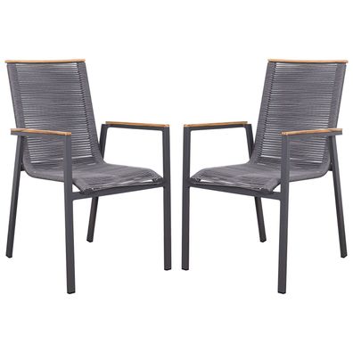 2er Set Dining Stapelsessel Alicante Rope Aluminium