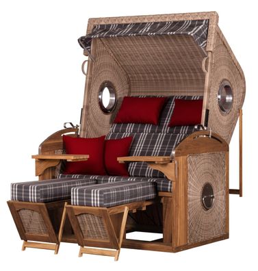 Strandkorb deVries PURE® Sailor XL - PE white kubu - Dessin 188 - inkl. Schutzhülle