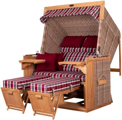 Strandkorb deVries PURE® Friesland Sylt XL - PE white kubu - Dessin 230 - inkl