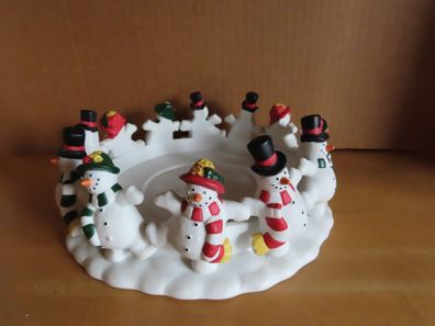Teelichthalter Kerzenhalter Schneemänner tanzen im Kreis Party Lite