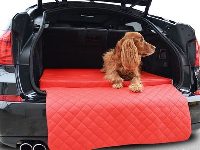 Autoschondecke - Kofferraum Schutzdecke - Auto - Hundematte in Rot Kunstleder