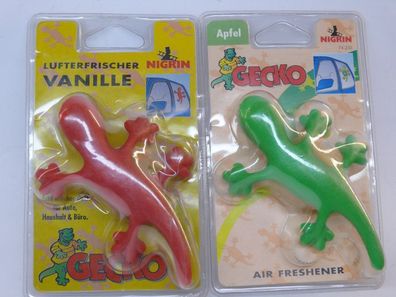 2 Stück Auto NIGRIN Autoerfrischer Erdbeere und Vanille Lufterfrischer Gecko Design
